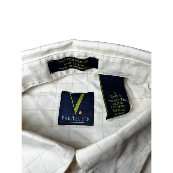 Vintage 80s/90s Van Heusen Cotton Poplin Shirt Made in Philippines Large 16–16.5 - Picture 3 of 4